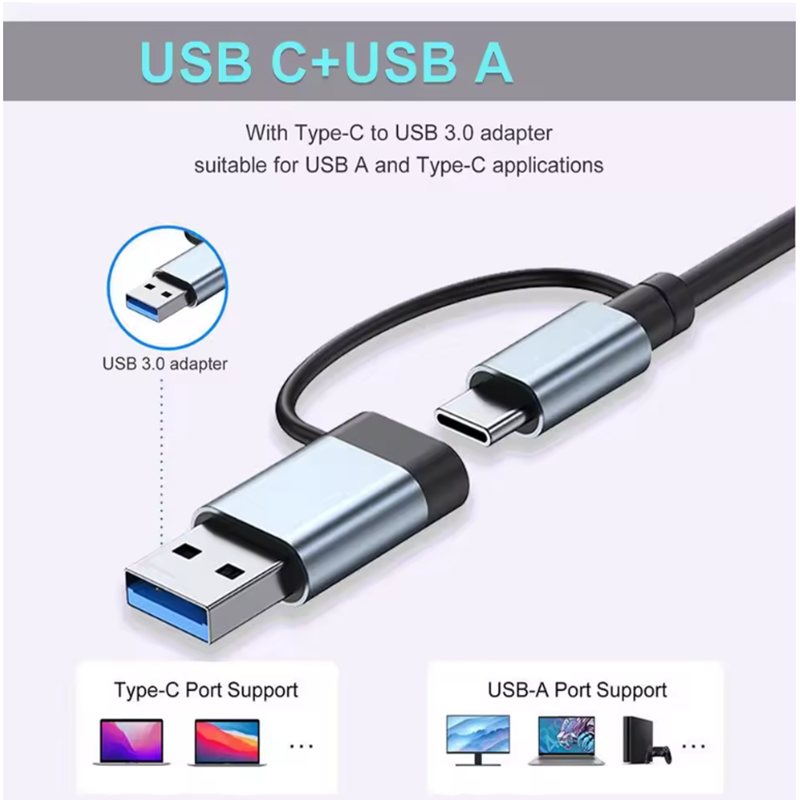 5/7/8 Ports USB A C Hub Concen - огляд і ціна Usb Hub 7 Port